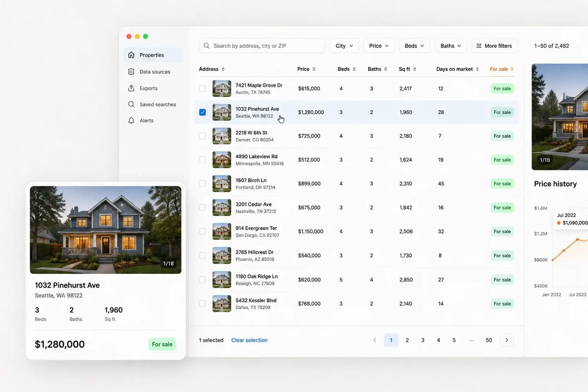 Real Estate Data Scraping: Zillow, Realtor.com & Redfin